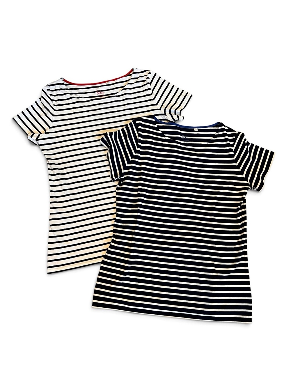 Boden Women’s Sz 10 Stripe Short Sleeve Tee Shirts Lot Navy White Cotton Brenton